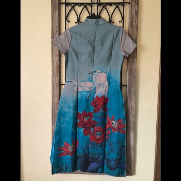 Oriental Print Cocktail AO RUN Dress - Picture 2 of 5